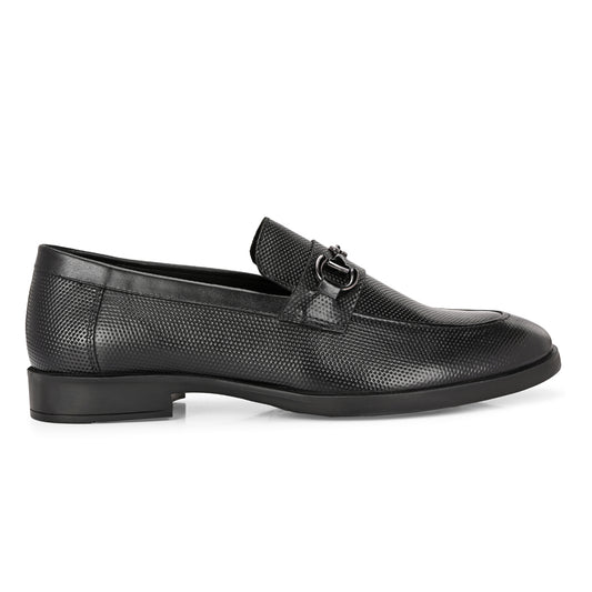 Black Crust Leather Loafer for Men