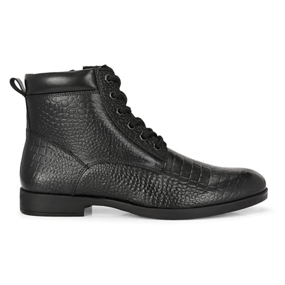 Stylish Black Crust Leather Men's Chelsea Boots