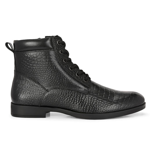 Stylish Black Crust Leather Men's Chelsea Boots