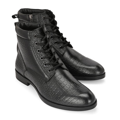 Stylish Black Crust Leather Men's Chelsea Boots