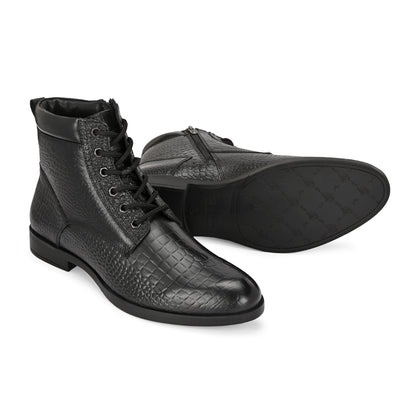 Stylish Black Crust Leather Men's Chelsea Boots