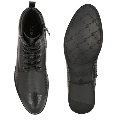 Stylish Black Crust Leather Men's Chelsea Boots