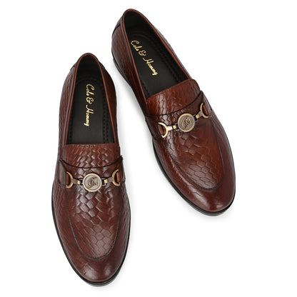 Tan Textured Stylish Men's Loafer