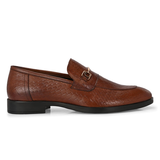 Men's Tan Woven Leather Loafer