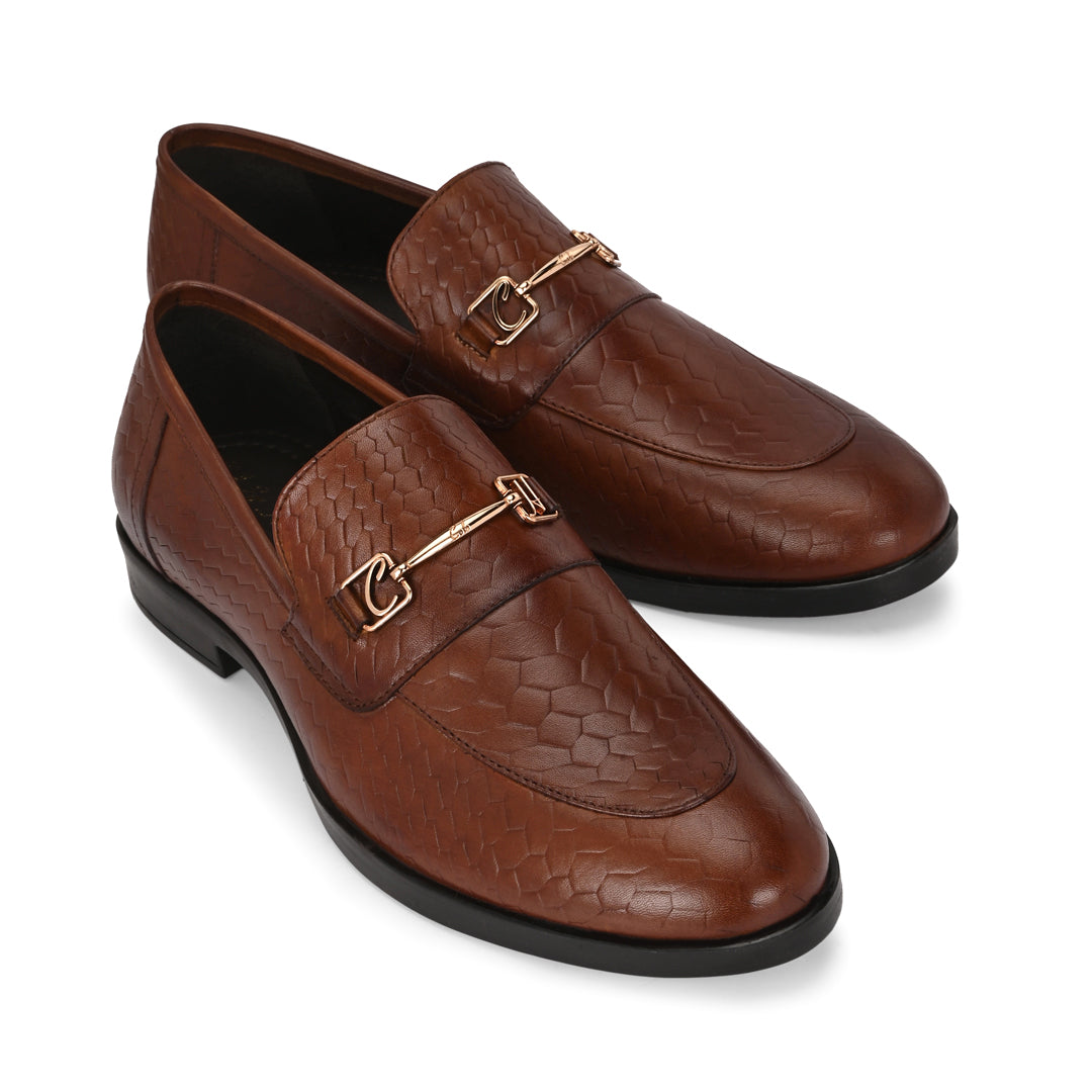 Men's Tan Woven Leather Loafer