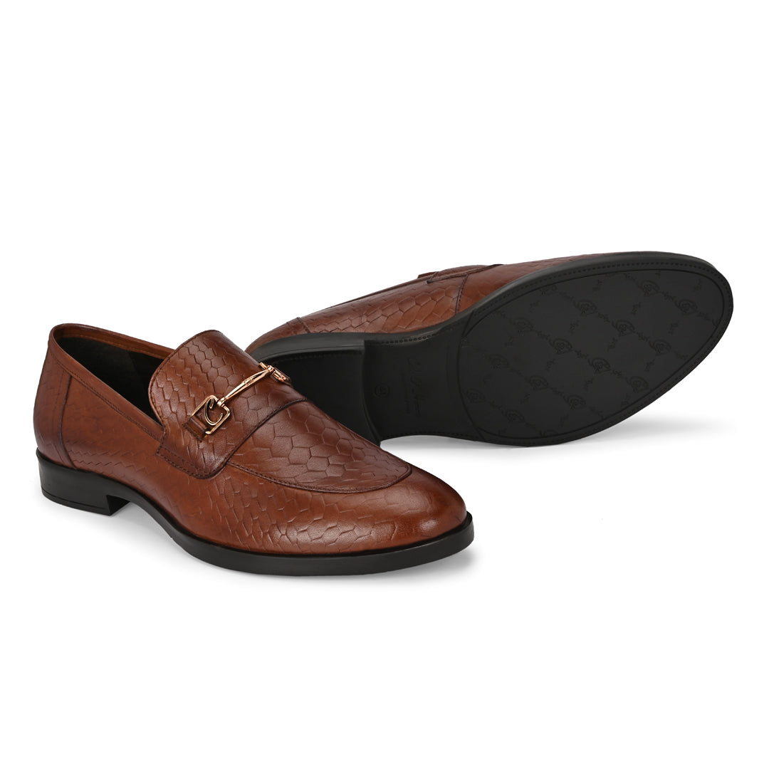 Men's Tan Woven Leather Loafer