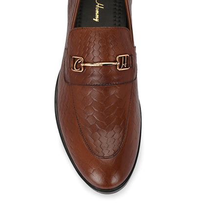 Men's Tan Woven Leather Loafer