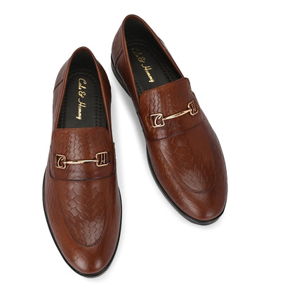 Men's Tan Woven Leather Loafer