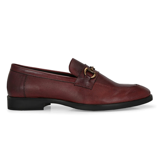 Bordeaux Textured Leather Loafer for Men