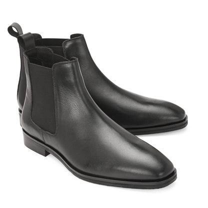 Handmade Crust Leather Black Chelsea Boots