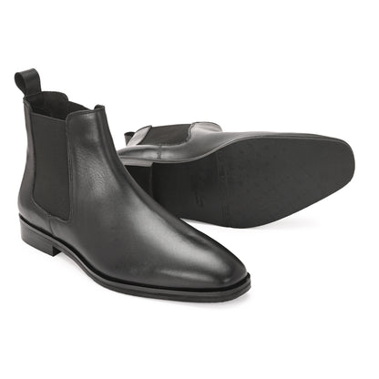 Handmade Crust Leather Black Chelsea Boots