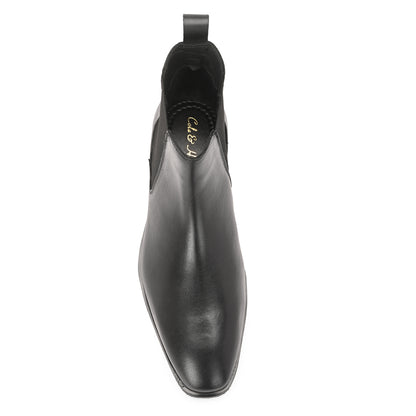Handmade Crust Leather Black Chelsea Boots