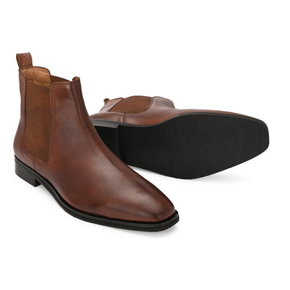 Handcrafted Elegance Tan Leather Chelsea Boots