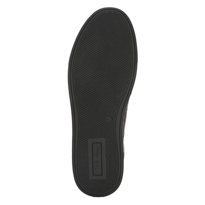 Men's Black Leather Casual Sneakers with Side Zipper and Lace-Up Design