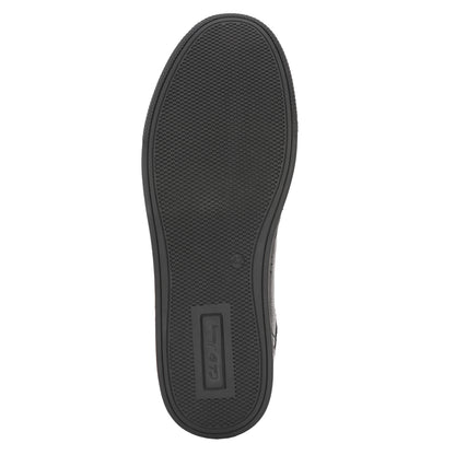 Men's Black Leather Casual Sneakers with Lace-Up Design