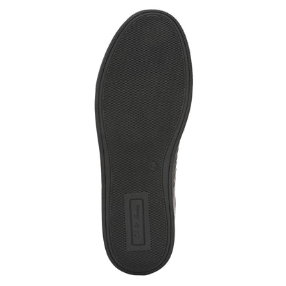 Sleek Black Leather Lace-Up Sneakers for Men