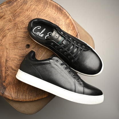 Stylish & Comfortable Casual Black Leather Sneakers for Men