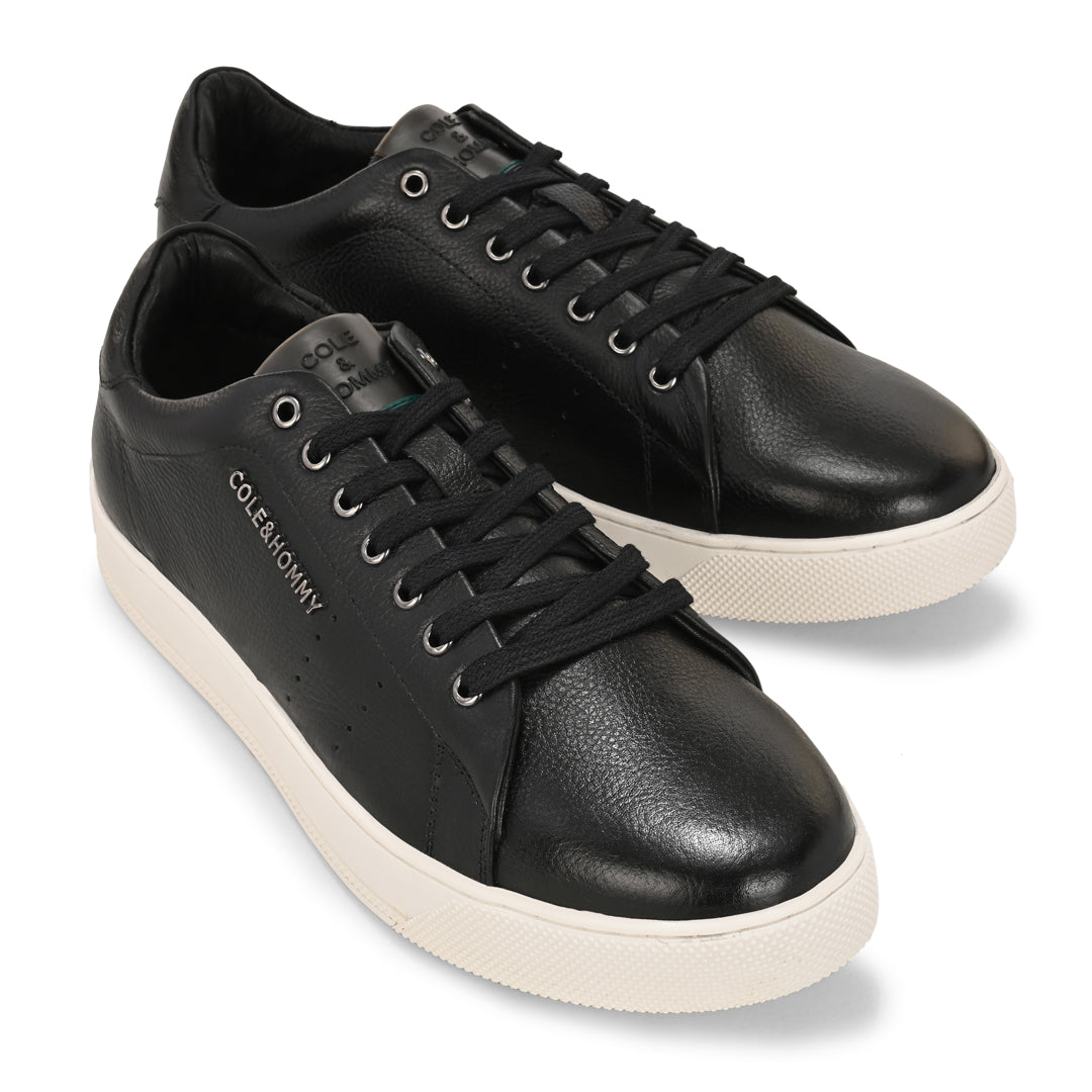 Premium Casual Black Leather Sneakers for Men