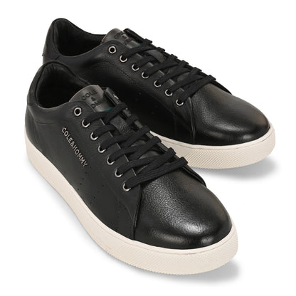 Premium Casual Black Leather Sneakers for Men