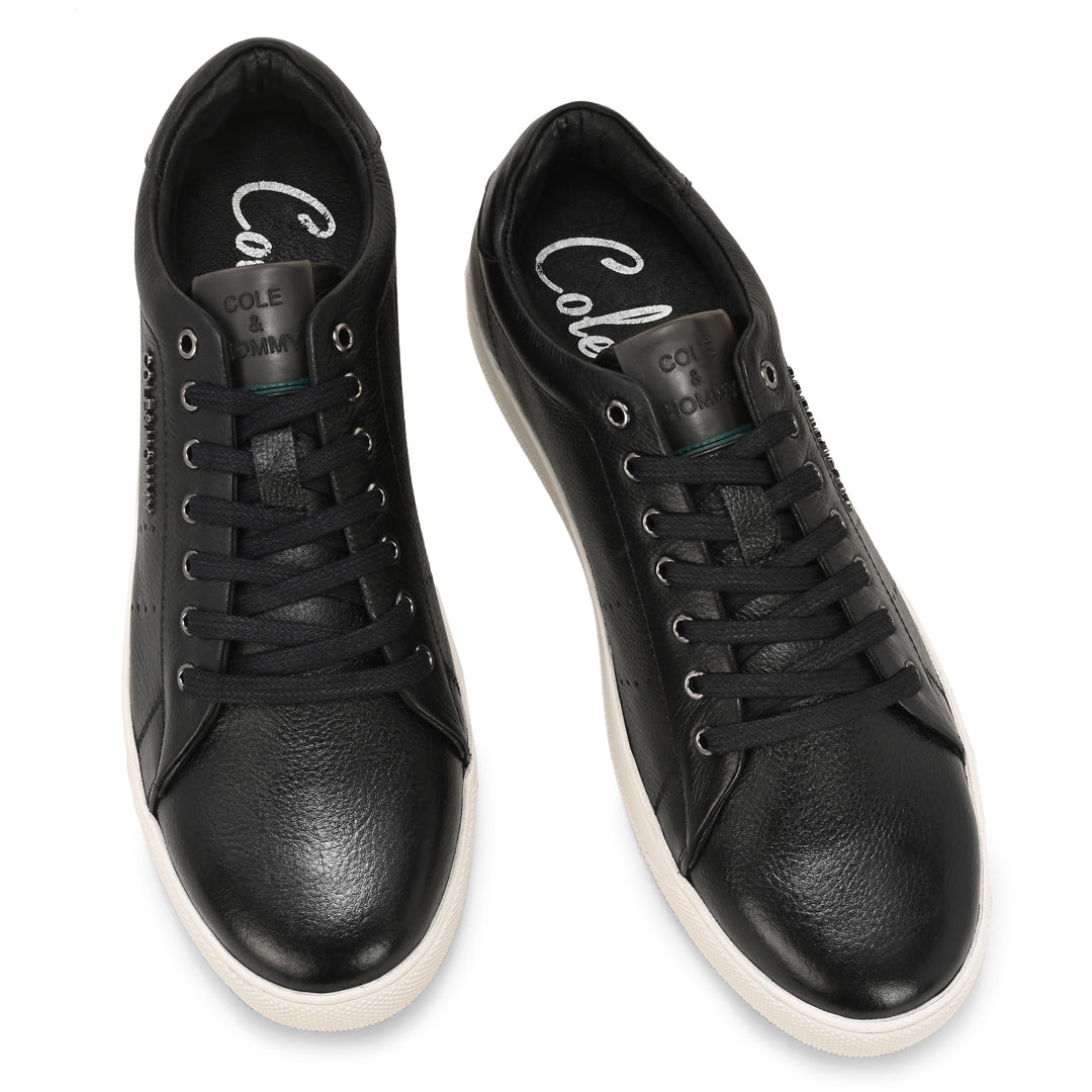 Premium Casual Black Leather Sneakers for Men