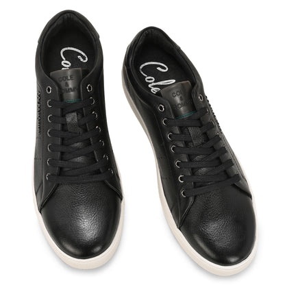 Premium Casual Black Leather Sneakers for Men